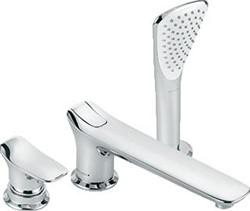 KLUDI AMBA 3-GATS BADRANDKRAAN MET UITLOOP 22CM EN UITTREKBARE HANDDOUCHE MET OMSTEL CHROOM 534470575