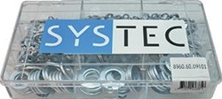 SYSTEC SLUITRING GEVULD INHOUD STAAL VERZINKT 1075 DELEN NORM DIN 125A A SLUITRING M3 250 STUKS B SLUITRING M4 250 STUKS C SLUITRING M5 200 STUKS D SLUITRING M6 200 STUKS E SLUITRING M8 100 STUKS F SL