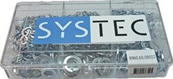 SYSTEC VEERRING GEVULD INHOUD STAAL VERZINKT 1069 DELEN NORM DIN 127B A VEERRING M3 250 STUKS B VEERRING M4 250 STUKS C VEERRING M5 200 STUKS D VEERRING M6 200 STUKS E VEERRING M8 100 STUKS F VEERRING