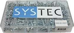SYSTEC PLAATSCHROEF GEVULD INHOUD STAAL VERZINKT 492 DELEN NORM DIN 7983 A PLTSCHRF PH.2.9X13 75 ST B PLTSCHRF PH.3.5X13 60 ST C PLTSCHRF PH.3.5X16 40 ST D PLTSCHRF PH.3.5X19 35 ST E PLTSCHRF PH.3.5X2