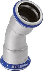 GEBERIT MAPRESS BOCHT 30 GRADEN 1-DELIG RVS 316 MET CIIR AFDICHTRING 22MM X 22MM (PERSMOF X PERSMOF) 36123