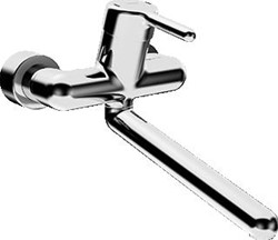 HANSA SIGNA WANDKRAAN MET DRAAIBARE UITLOOP 31.1CM HOH=15CM MET VERDEKTE AFSLUITBARE KOPPELINGEN CHROOM 02572203