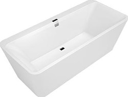 VILLEROY & BOCH SQUARO EDGE 12 QUARYL OVAAL DUO BAD 1800X800MM MET BADPOTEN EN AFVOER-/OVERLOOPKOMBINATIE WIT UBQ180SQE7DV-01