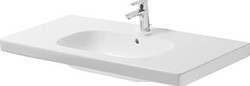 DURAVIT MEUBELWASTAFEL 105CM MET OVERLOOP ONDERZIJDE GEGLAZUURD 1 KRAANGAT DOORGESTOKEN WIT 03421000002