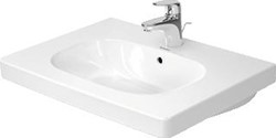 DURAVIT MEUBELWASTAFEL 65CM MET OVERLOOP ONDERZIJDE GEGLAZUURD 1 KRAANGAT DOORGESTOKEN WIT 03426500002