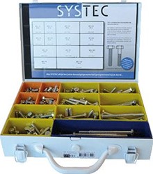 SYSTEC TAP-/ZESKANTBOUT GEVULD INHOUD STAAL VERZINKT 365 DELEN NORM DIN 933 / DIN 931 A TAPBOUT 8.8 M8X12 40ST B TAPBOUT 8.8 M8X16 35ST C TAPBOUT 8.8 M8X20 30ST D TAPBOUT 8.8 M8X25 25ST E TAPBOUT 8.8