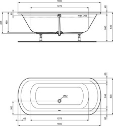 IDEAL STANDARD BAD HOTLINE OVAAL 180X80 K275601