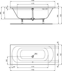 IDEAL STANDARD BAD HOTLINE TUB DUO 170X75 K274901