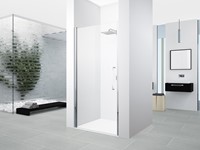 NOVELLINI YOUNG 2.0 1B DOUCHEDEUR VOOR IN NIS OF MET ZIJWAND F1B (97 CM VERSTELBAAR T/M 101 CM) X 200 CM HELDER GLAS MAT CHROOM PROFIEL   Y21B97-1B