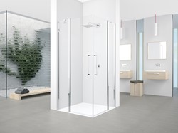 NOVELLINI YOUNG 2.0 A DOUCHECABINE RECHTHOEKIG HOEKINSTAP 2X DRAAIDEUR 2000 X 590MM (HXB) PROFIEL MAT CHROOM 6MM GLAS HELDER Y2A59-1B