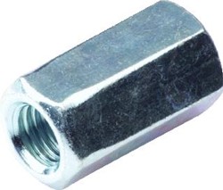 PROFTEC VERLENGDE MOER STAAL HOOGTE 18MM OPPERVLAKTEBESCHERMING ELEKTROLYTISCH VERZINKT ZESKANT (HEXAGONAAL) DOORLOPENDE DRAAD DRAADAANSLUITING 1 BINNENDRAAD DRAADAANSLUITING 2 BINNENDRAAD MAAT DRAADA