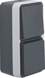 HAGER BERKER COMBI CONTACTDOOS + WISSELSCHAKELAAR MET BEHUIZING BERKER W.1 GRIJS 47803515