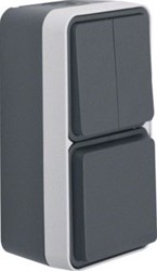 HAGER BERKER COMBI CONTACTDOOS + SERIESCHAKELAAR MET BEHUIZING BERKER W.1 GRIJS 47903515