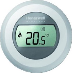HONEYWELL HOME ROUND WIRELESS KAMERTHERMOSTAAT DRAADLOOS BATTERIJ GEVOED 5..35 GRADEN VERLICHT DISPLAY OPTIMAL COMFORT WIT. T87RF2025