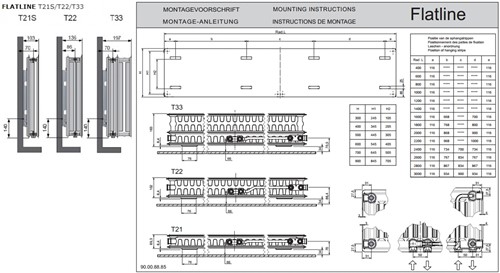 VASCO FLATLINE PANEELRADIATOR TYPE 21 600X1200MM WIT STRUCTUUR (S600) 108F2160120190-2