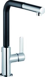 KLUDI L-LINE S 1-GATS KEUKENKRAAN MET UITTREKBARE HANDDOUCHE CHROOM/ZWART 408518775