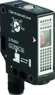 OMRON E3S-DBP FOTOCEL RETROREFLECTIE VOOR TRANSPARANTE OBJECTEN MET POTENTIOMETER 0 TOT 4.5 M 10-30VDC 2 PNP-UIT M12 CONNECT. E3SDBP21TOMS