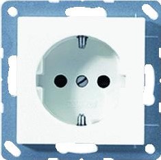 JUNG A-S-500 1-VOUDIGE WANDCONTACTDOOS MET RANDAARDE SLAGVAST INBOUW THERMOPLAST STEEKKLEM CREMEWIT RAL1013 A1520NBF