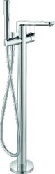 IDEAL STANDARD TONIC II AFBOUWDEEL VOOR VRIJSTAANDE BADKRAAN MET VASTE UITLOOP SPRONG 22CM MET DOUCHESLANG 125CM EN STAAFHANDDOUCHE CHROOM A6347AA