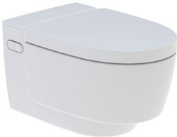 GEBERIT AQUACLEAN MERA COMFORT DOUCHEWC WAND MET GEURAFZUIGING MET WARME LUCHTDROGING EN LADYDOUCHE MET SOFTCLOSE ZITTING EN DEKSEL ALPIEN WIT 146210111