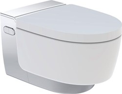 GEBERIT AQUACLEAN MERA COMFORT DOUCHEWC WAND MET GEURAFZUIGING MET WARME LUCHTDROGING EN LADYDOUCHE MET SOFTCLOSE ZITTING EN DEKSEL GLANS VERCHROOMD 146210211