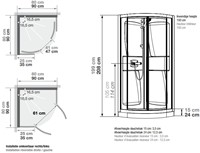 KINEDO KINEPRIME DOUCHECABINE KWARTROND DRAAIDEUR THERMOSTAATKRAAN LAAG 2000 X 800 X 800MM (HXLXB) P: WIT ALU 4MM GLAS HELDER CA5409TTN-2