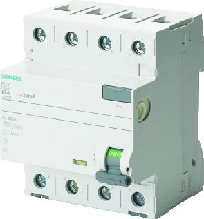 SIEMENS AARDLEKSCHAKELAAR TYPE A 63A 3+N-POLE 300MA 400V 4MW 5SV3646-6
