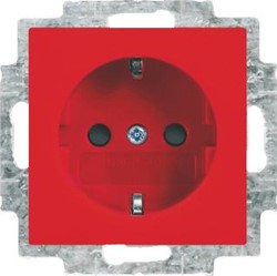 ABB BUSCH JAEGER BALANCE SI WANDCONTACTDOOS MET RANDAARDE STEEKKLEMMEN 2-POLIG 250V 16A ROOD 2CKA002011A6234
