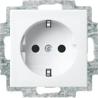 ABB BUSCH JAEGER BALANCE SI WANDCONTACTDOOS MET RANDAARDE MET STEEKKLEMMEN 2-POLIG 250V 16A ZONDER BEVESTIGINGSKLAUWTJES ALPINWIT 2CKA002011A6238