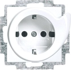 ABB BUSCH JAEGER BALANCE SI SERVICE WANDCONTACTDOOS MET RANDAARDE STEEKKLEMMEN UITWERPMECHANISME 2-POLIG 250V 16A ALPINWIT 2CKA002011A6241