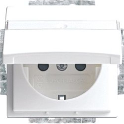 ABB BUSCH JAEGER BALANCE SI WANDCONTACTDOOS MET RANDAARDE KLAPDEKSEL TEKSTVELD 51X10MM STEEKKLEMMEN 2-POLIG 250V 16A ALPINWIT 2CKA002013A5384