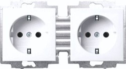 ABB BUSCH JAEGER BALANCE SI 2-VOUDIGE WANDCONTACTDOOS MET RANDAARDE ZONDER AFDEKRAAM MET STEEKKLEMMEN 2-POLIG 250V 16A ALPINWIT 2CKA002014A1482