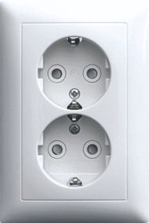 ABB BUSCH JAEGER BALANCE SI DUBBELE WANDCONTACTDOOS MET RANDAARDE MET AFDEKRAAM MET STEEKKLEMMEN 2-POLIG 250V 16A ALPINWIT 2TKA00002621