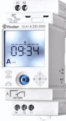 FINDER TIJDSCHAKELKLOK 35 MM BREED ASTRONOMISCH KWARTSGESTUURD 1 WISSELCONTACT 16 A /250V AC1 AANSLUITSPANNING 230V AC 12.A1.8.230.0000