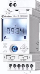 FINDER TIJDSCHAKELKLOK 35 MM BREED ASTRONOMISCH KWARTSGESTUURD 2 WISSELCONTACTEN 16 A /250V AC1 AANSLUITSPANNING 230V AC 12.A2.8.230.0000
