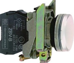 SCHNEIDER-ELECTRIC XB4 COMPLETE SIGNAALLAMP INCL. LED AANSLUITSP. 110-120VAC VLAKKE LENS KLEUR WIT FRONT ROND SCHROEFAANSL.