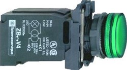 SCHNEIDER-ELECTRIC XB5 COMPLETE SIGNAALLAMP VOOR GLOEILAMP BA9S AANSLUITSP. 230VAC/TRAFO 6V VLAKKE LENS KLEUR GROEN SCHROEFAAN.