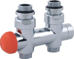 HERZ TS-3000 H-BLOK PLUS THERMOSTATISCHE AFSLUITER 2-PIJPS DESIGN VERCHROOMD RECHT 3/4 S369241
