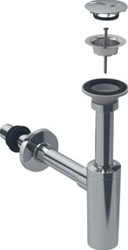 GEBERIT TOESTELAANSLUITING WASTAFEL AANSLUITING MET SIFON VENTIELAFDEKKING EN MANCHET AFVOER HORIZONTAAL 40MM GLANS VERCHROOMD 151020211