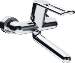 HANSA MEDIPRO WANDKRAAN MET PROJECTBEUGELHENDEL MET DRAAIBARE UITLOOP 24.6CM MET VERDEKTE AFSLUITBARE KOPPELINGEN CHROOM 02552205