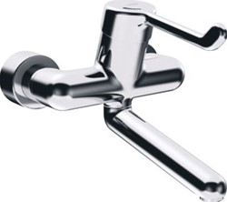 HANSA MEDIPRO WANDKRAAN MET PROJECT VEILIGHEIDSHENDEL MET DRAAIBARE UITLOOP 24.6CM MET VERDEKTE AFSLUITBARE KOPPELINGEN CHROOM 02562202