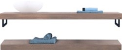 LOOOX WOODEN BASE SHELF DUO 140 CM EIKEN 'OLD GREY' HANDDOEKHOUDERS MAT ZWART WBDUO140MZ