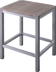 LOOOX WOODEN KRUK 35X30X45 CM MASSIEF EIKEN 'OLD GREY' GEBORSTELD RVS WSTOOLRVS