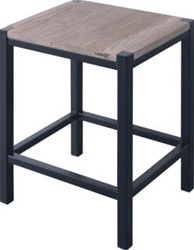 LOOOX WOODEN KRUK 35X30X45 CM MASSIEF EIKEN 'OLD GREY' MAT ZWART WSTOOLMZ