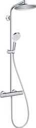 HANSGROHE CROMETTA S DOUCHECOMBINATIE 240MM HOOFDDOUCHE 350MM ARM 1JET HANDDOUCHE THERMOSTAAT SCHUIFSTUK SLANG CHROOM 27267000