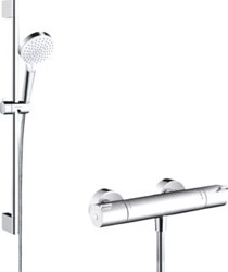 HANSGROHE CROMETTA VARIO / ECOSTAT 1001 CL DOUCHECOMBINATIE 650MM GLIJSTANG HANDDOUCHE THERMOSTAAT SLANG CHROOM/WIT 27812400