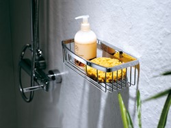 NOVELLINI FLES-EN SPONSHOUDER WAND. DRAADCONSTRUCTIE VAN VERCHROOMD METAAL R90CESTE0F