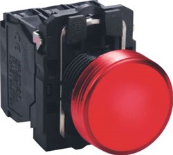 SCHNEIDER-ELECTRIC XB5 COMPLETE SIGNAALLAMP VOOR GLOEILAMP BA9S TOT 250V-2,4W MAX. VLAKKE LENS KLEUR ROOD FR. ROND SCHROEFAAN.