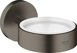 GROHE ESSENTIALS GLAS-/ ZEEPSCHAAPHOUDER ROND WAND 1-GATS METAAL HARD GRAPHITE GEBORSTELD 40369AL1