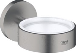 GROHE ESSENTIALS GLAS-/ ZEEPSCHAAPHOUDER ROND WAND 1-GATS METAAL SUPERSTEEL 40369DC1